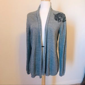 Maurices Gray & Black Embroidered Sweater